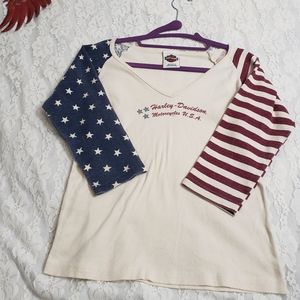 Harley Davidson Ladies Red, White n Blue  shirt